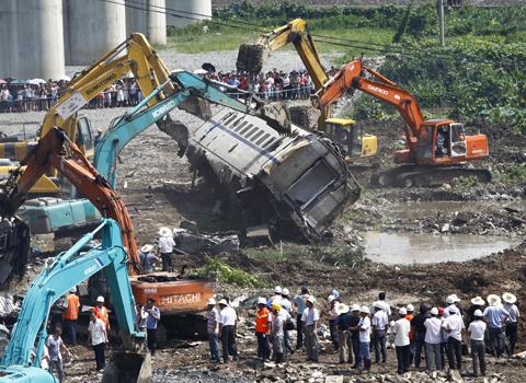 7·23甬温铁路交通事故现场