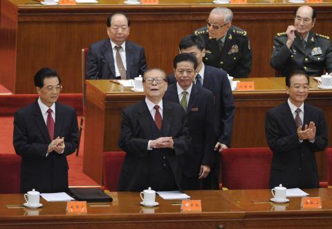 中国前国家主席江泽民10月9日出现在北京庆祝辛亥革命100周年大会上